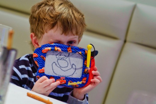 jackson drew a snowman while he waited to eat