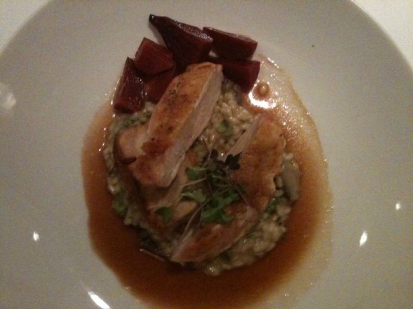 dave's main course: Free Bird Farm chicken with forest mushroom risotto