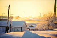 snowy sunrise at the fairgrounds